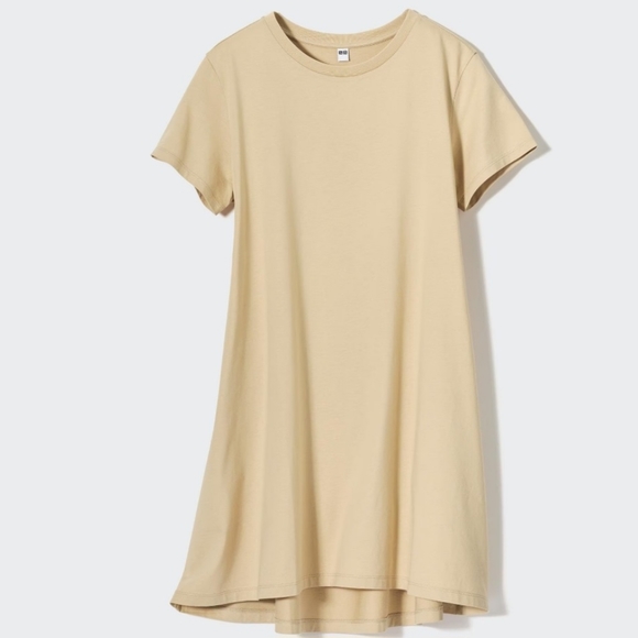 UNIQLO Mercerized Cotton Short Sleeve Mini Dress Yellow XXS NWT - Picture 1 of 6